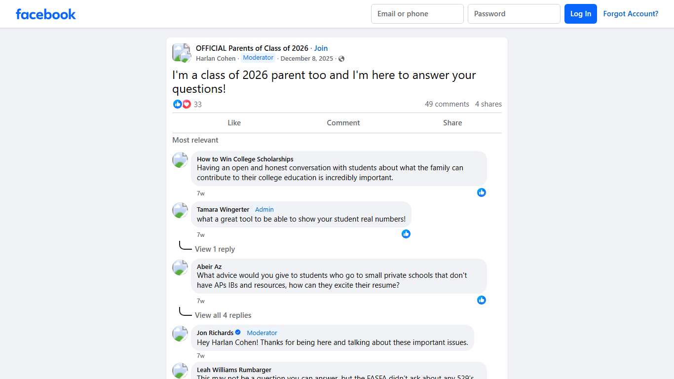 OFFICIAL Parents of Class of 2026 I'm a class of 2026 parent too and I'm here to answer your questions Facebook